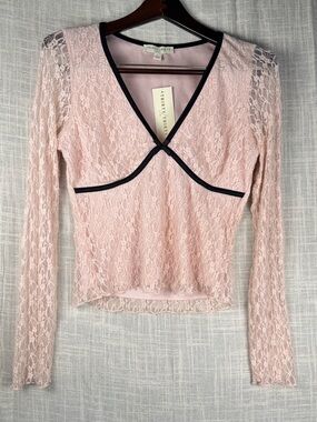 Thirty Thirty Lace Top L Blush Pink Sheer Ballet Coquette Y2K